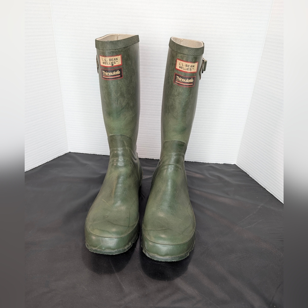 L.L. Bean Women's Sz 6 Green Rubber Side Buckle Half-Calf Wellie Rain Muck Boot